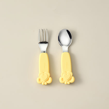 The LoveBite Duo Fork & Spoon Set - Honey Butter