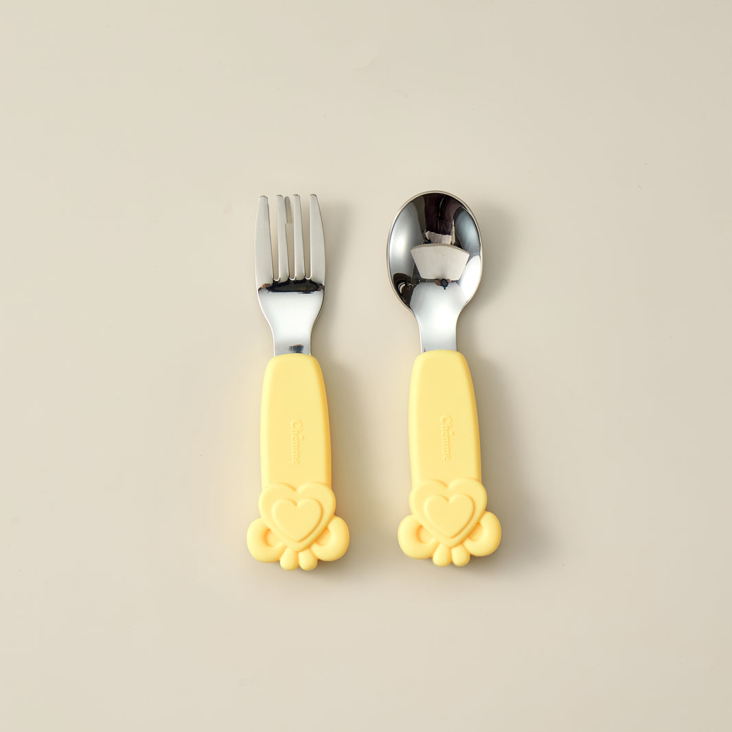 The LoveBite Duo Fork & Spoon Set - Honey Butter