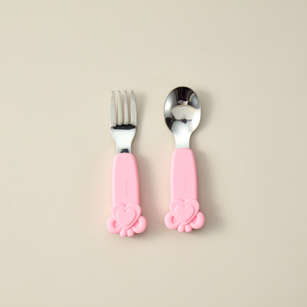 The LoveBite Duo Fork & Spoon Set - Blush Pink