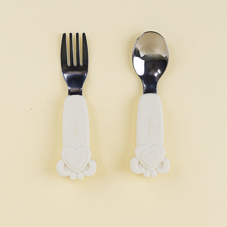 LoveBite Duo Fork & Spoon Set - Oat Milk