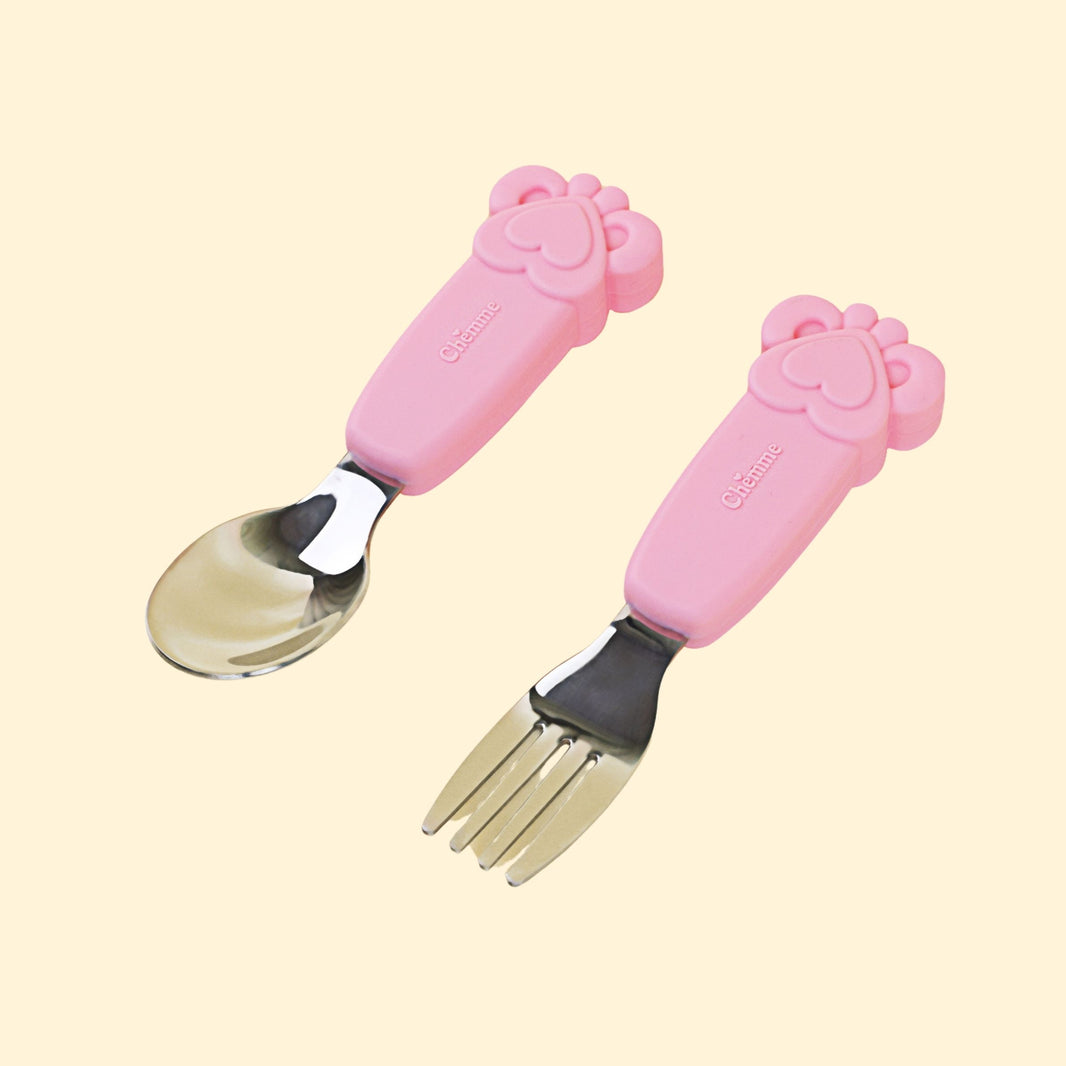 LoveBite Duo Fork & Spoon Set - Blush Pink